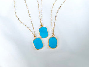 Genuine Blue Turquoise Pendant Necklace