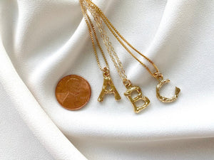 Mini Gold Bamboo Letter Initial Necklace {20 to 22 inches}