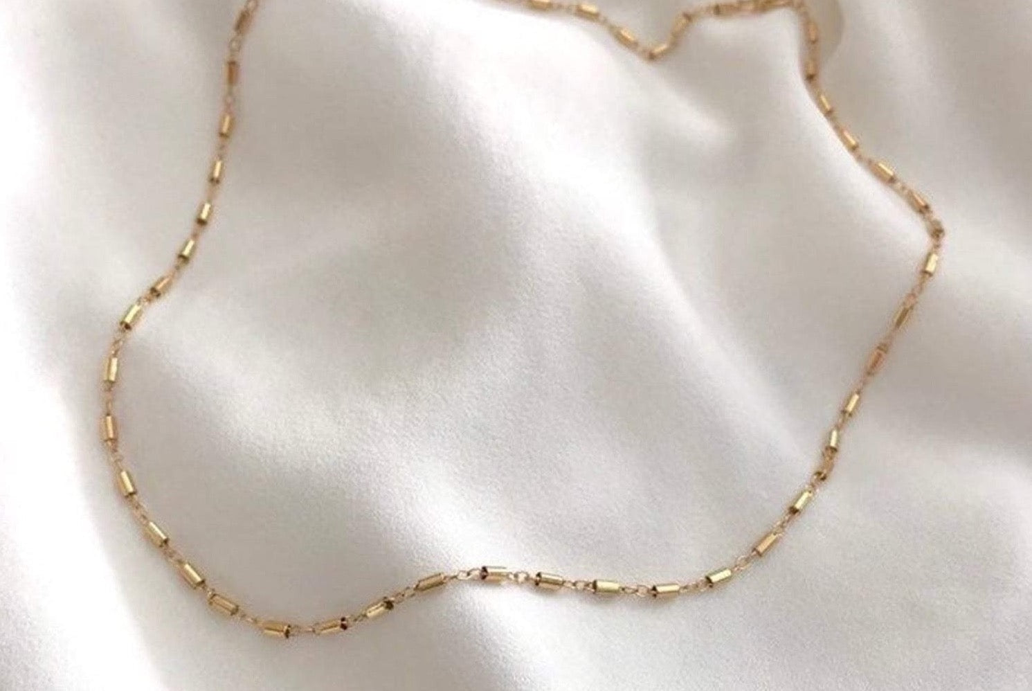 Dainty Gold Filled Bar Chain Necklace