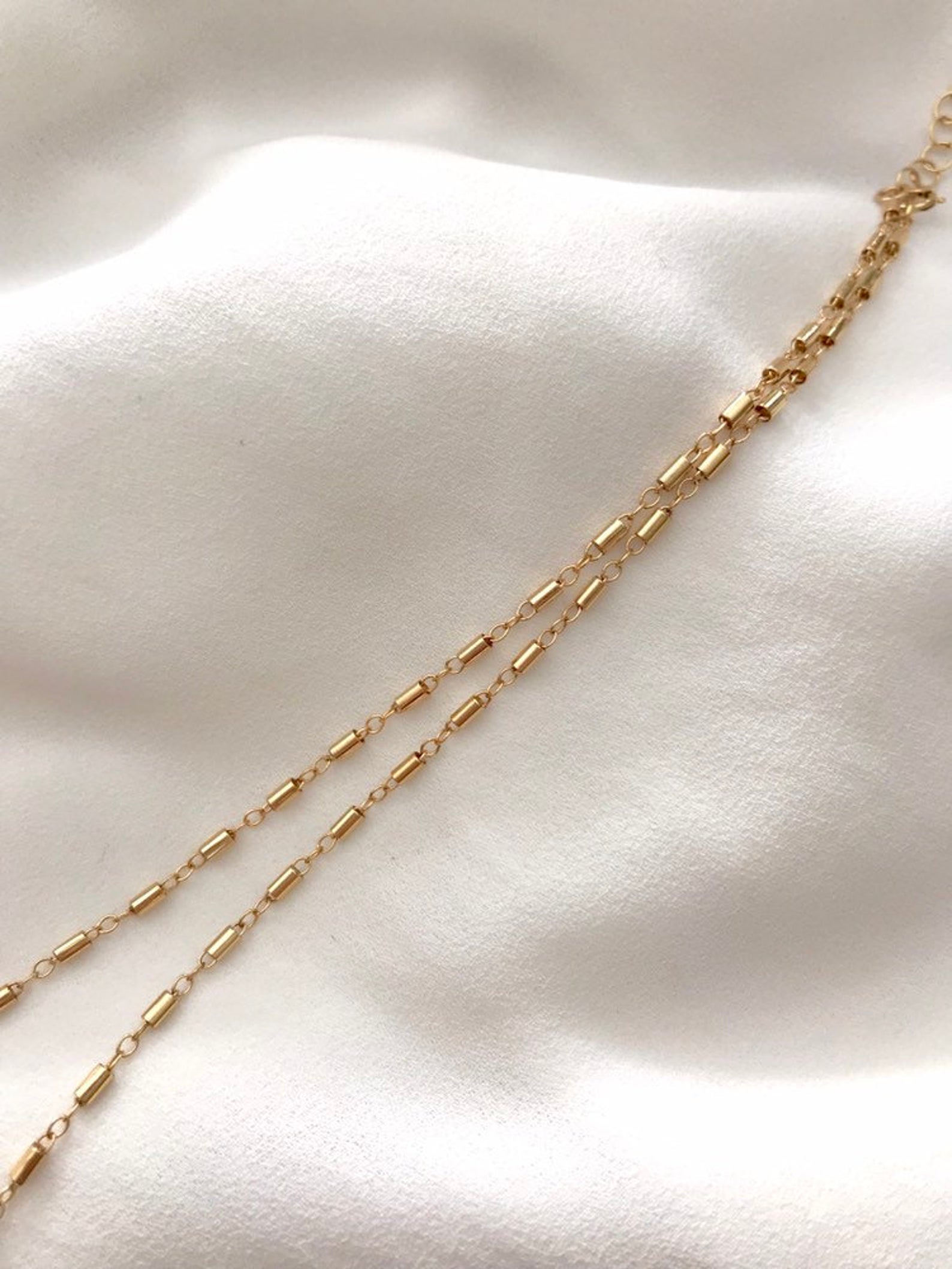 Dainty Gold Filled Bar Chain Necklace