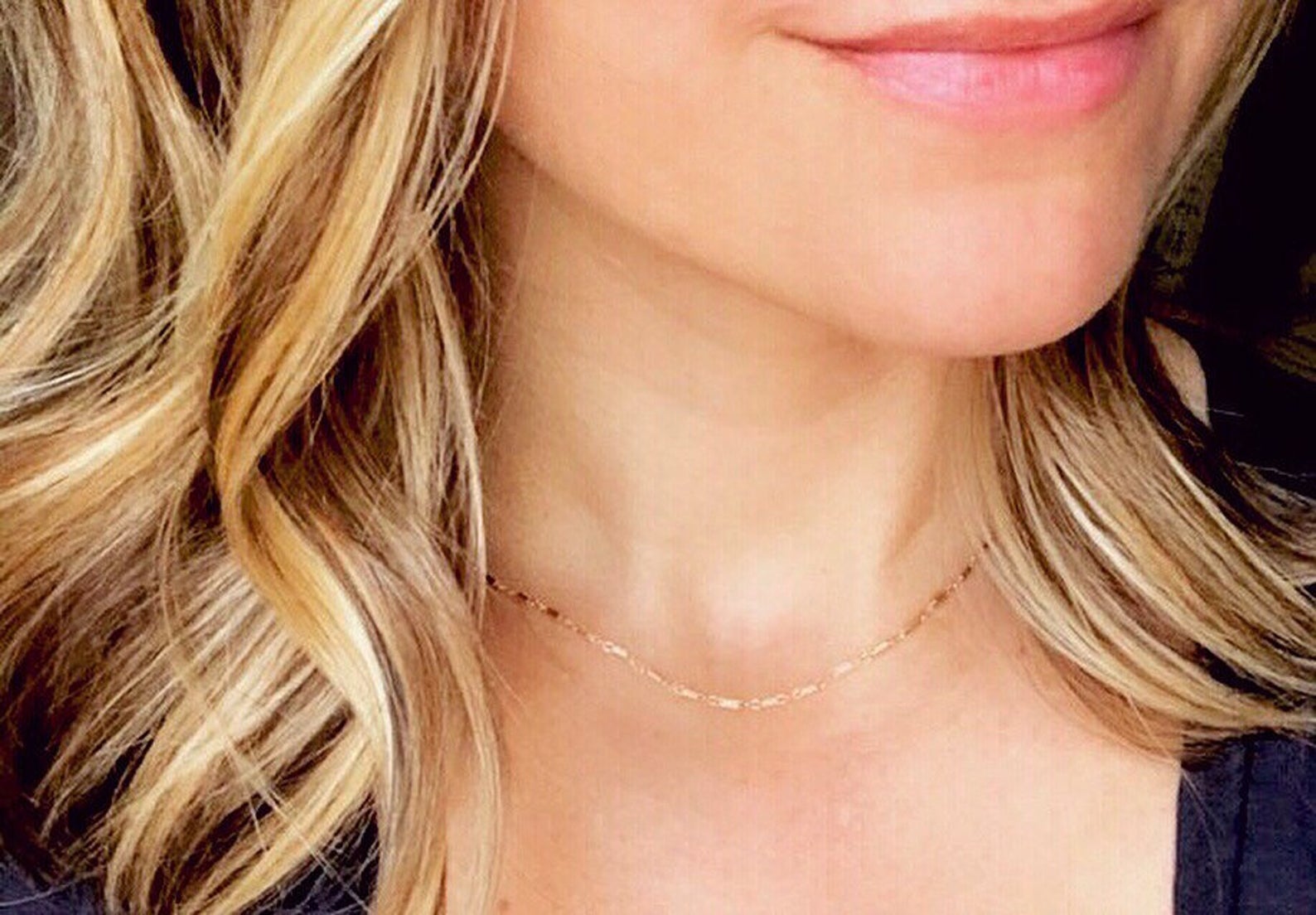 Dainty Gold Filled Bar Chain Necklace