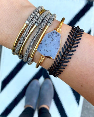 Oxidized Brass Black Chevron Bracelet