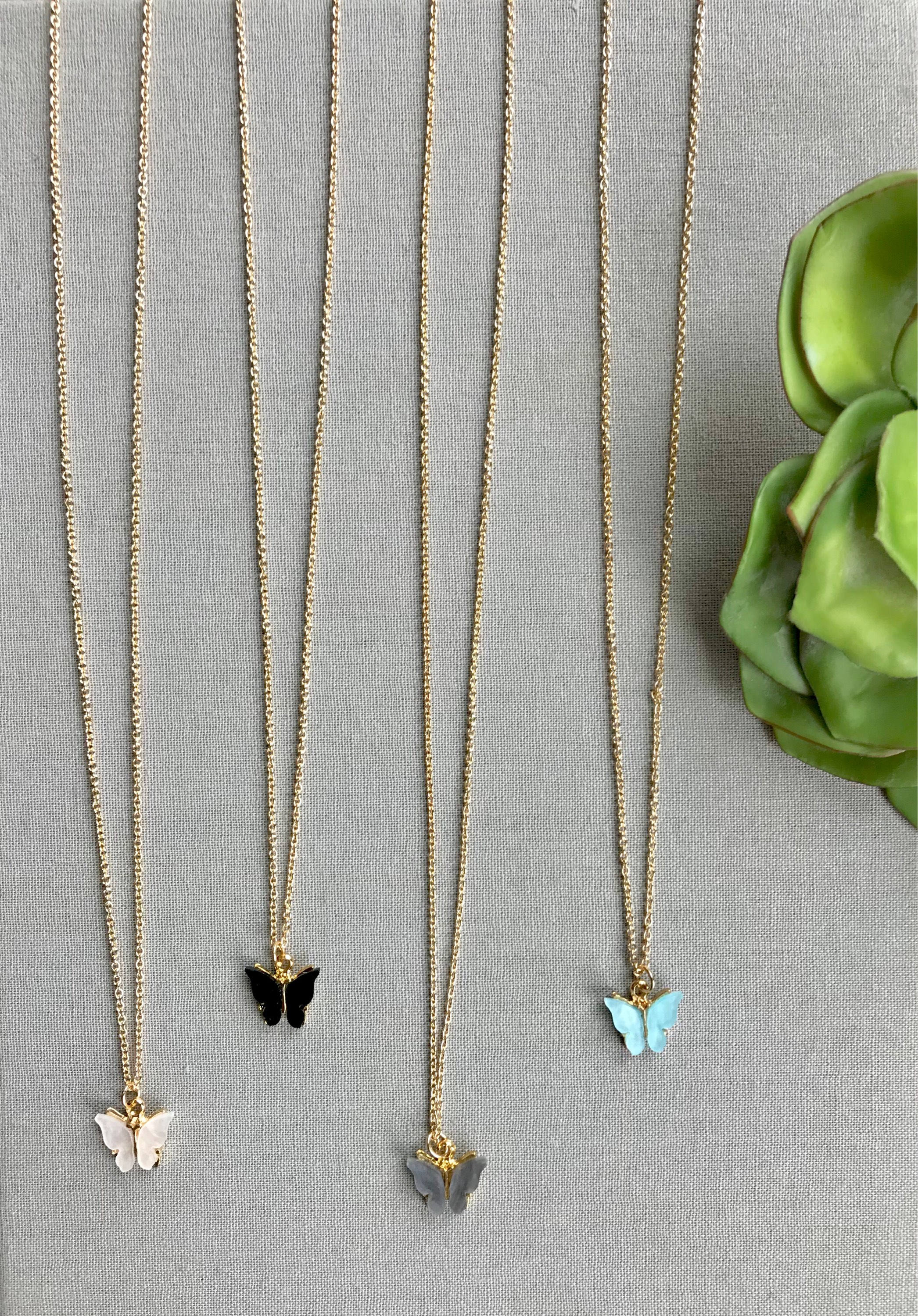 Dainty Butterfly Pendant Necklace - Gold Filled Chain