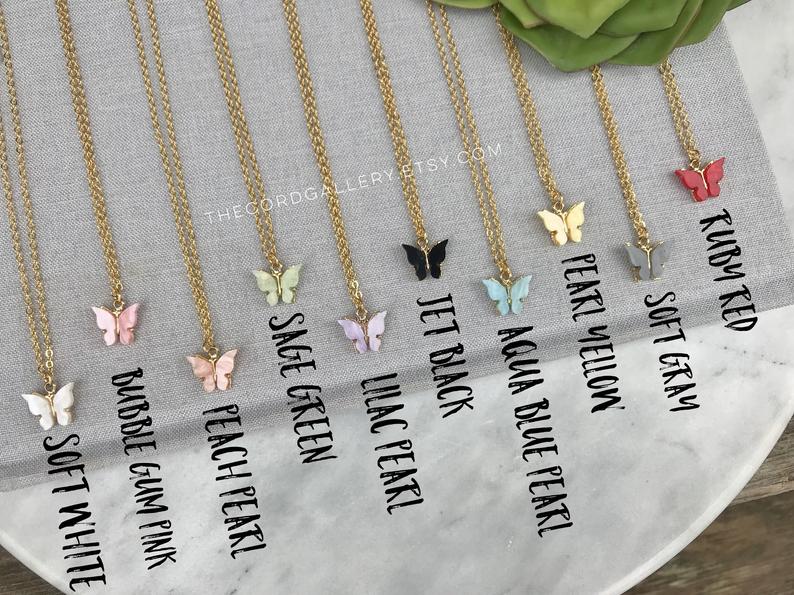 Dainty Butterfly Pendant Necklace - Gold Filled Chain