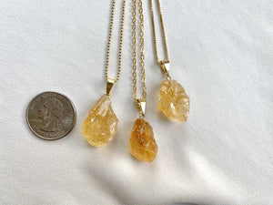 Chunky Raw Citrine Pendant Necklace - November Birthstone