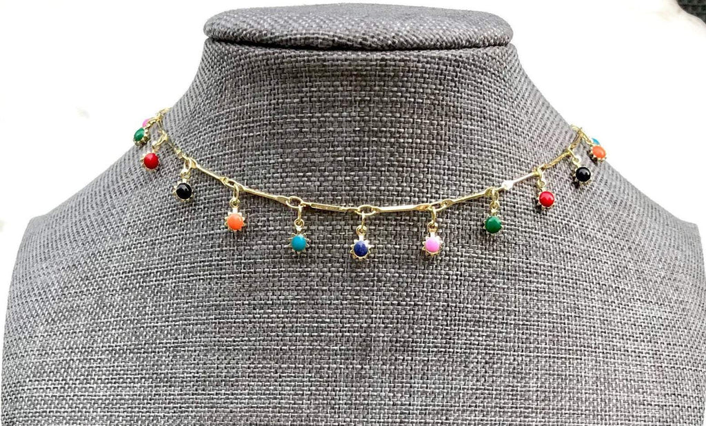 Multi-Color Dangle Bar Necklace