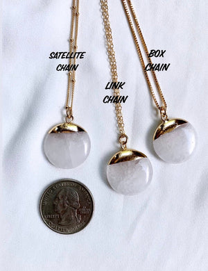 Crystal Quartz Coin Medallion Necklace