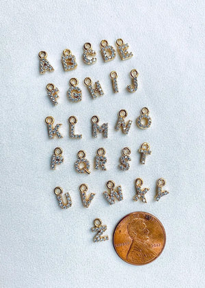 Dainty Gold Filled CZ Letter Huggie Hoop Earrings