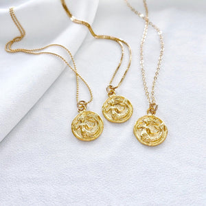 Dainty Mermaid Coin Necklace - Gold