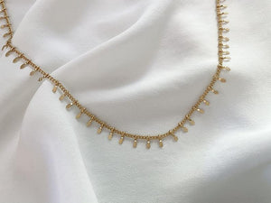 Matte Gold Fringe Dangle Bar Necklace