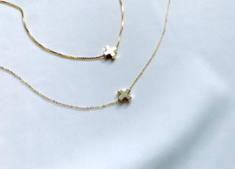 Dainty Gold Filled Floating Cross Necklace