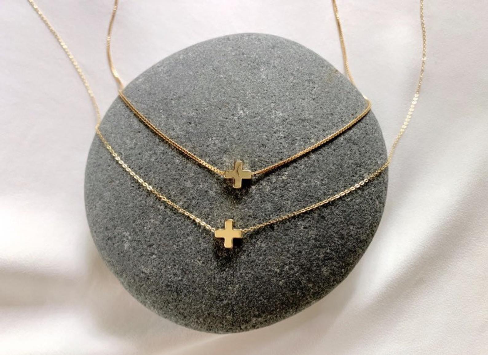 Dainty Gold Filled Floating Cross Necklace