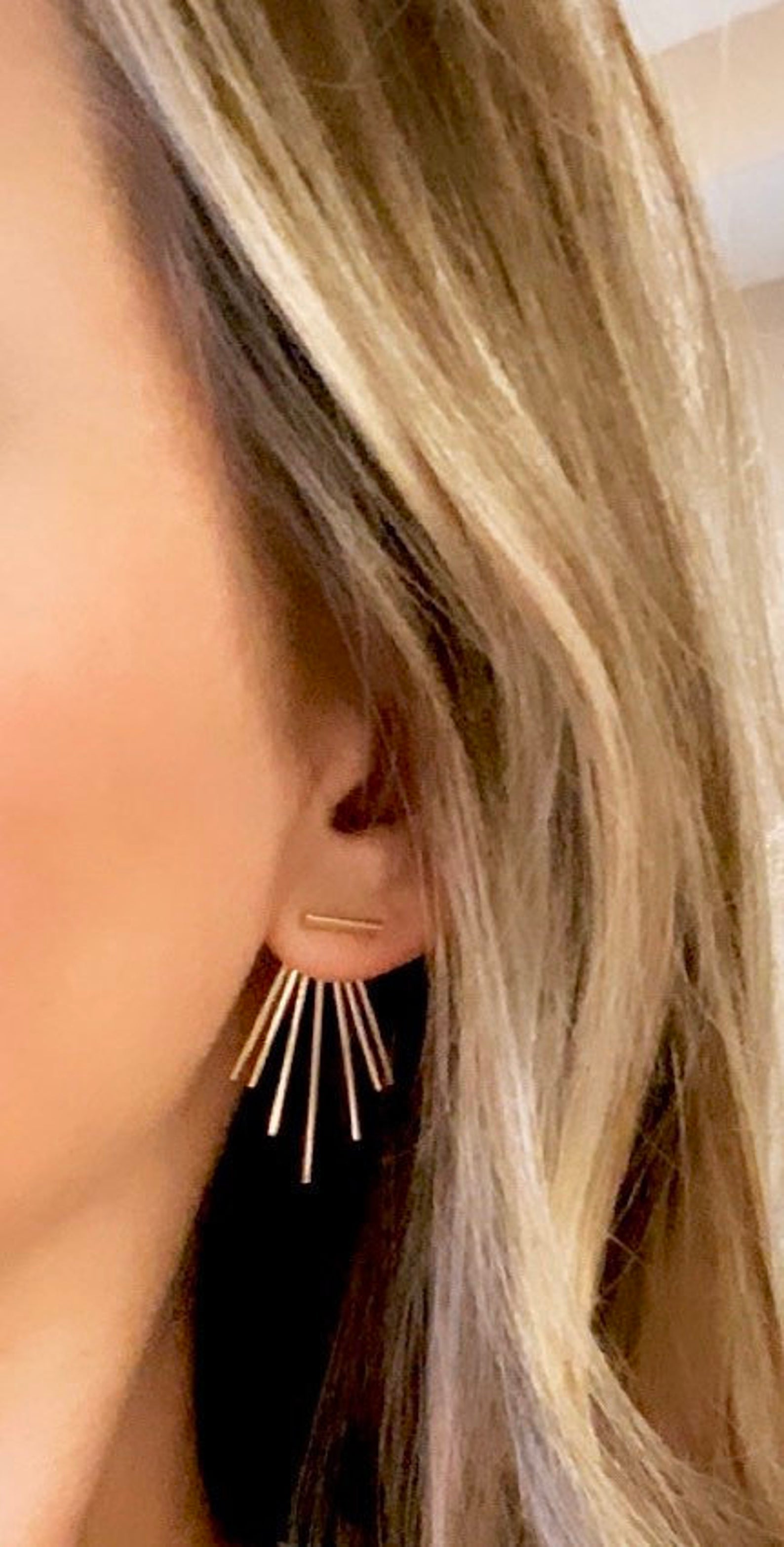 Gold Fringe Spike Earring Jackets