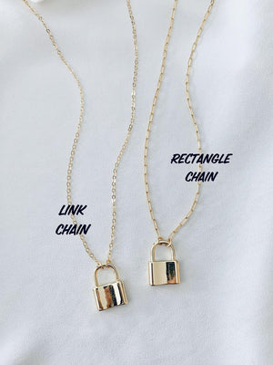 Dainty Gold Filled Padlock Charm Necklace
