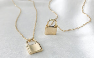 Dainty Gold Filled Padlock Charm Necklace