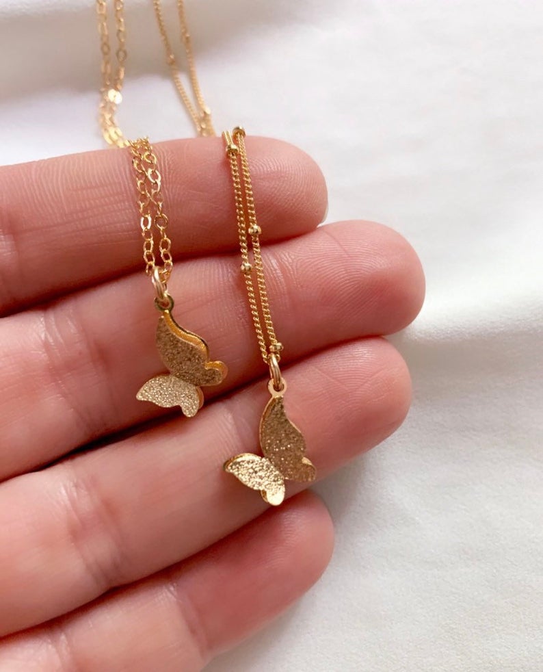 Gold Filled Butterfly Pendant Necklace