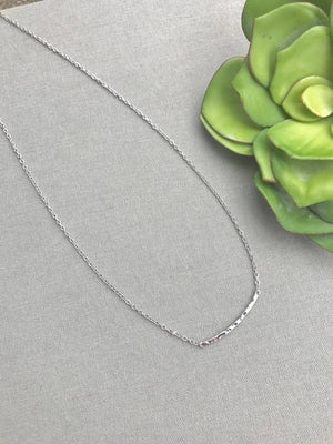 Dainty Silver Curved Bar Necklace