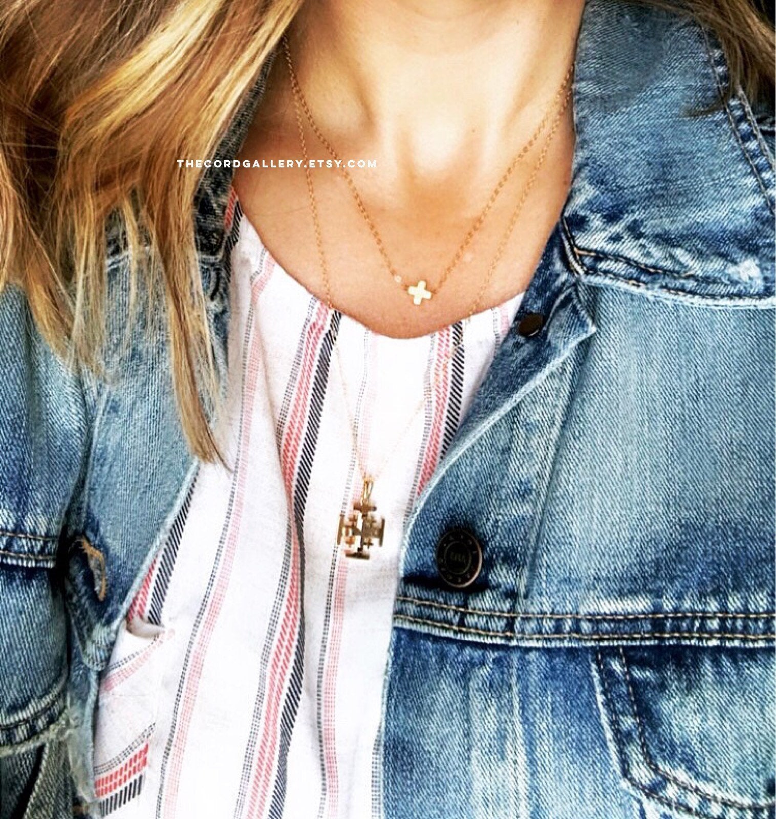 Dainty Gold Filled Floating Cross Necklace