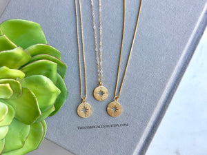 Dainty Gold Compass Medallion Necklace