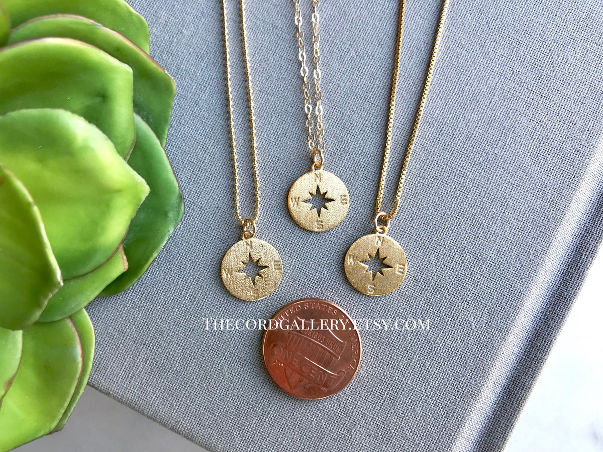 Dainty Gold Compass Medallion Necklace The Cord Gallery 