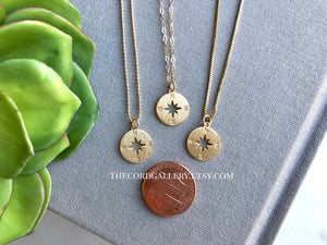 Dainty Gold Compass Medallion Necklace