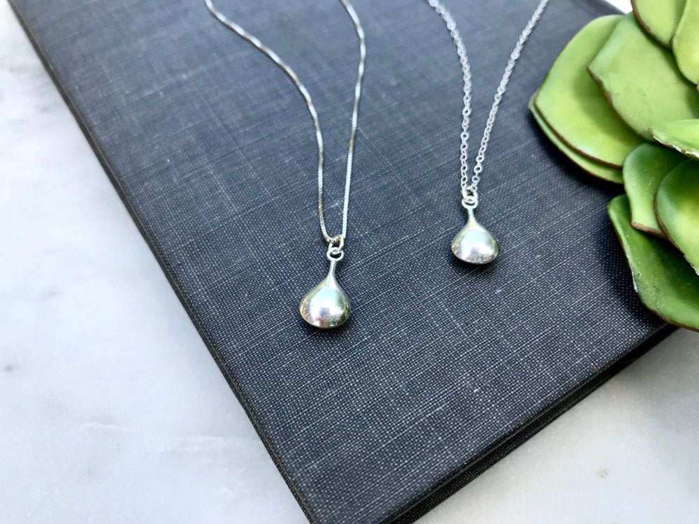 Minimalist Sterling Silver Teardrop Necklace