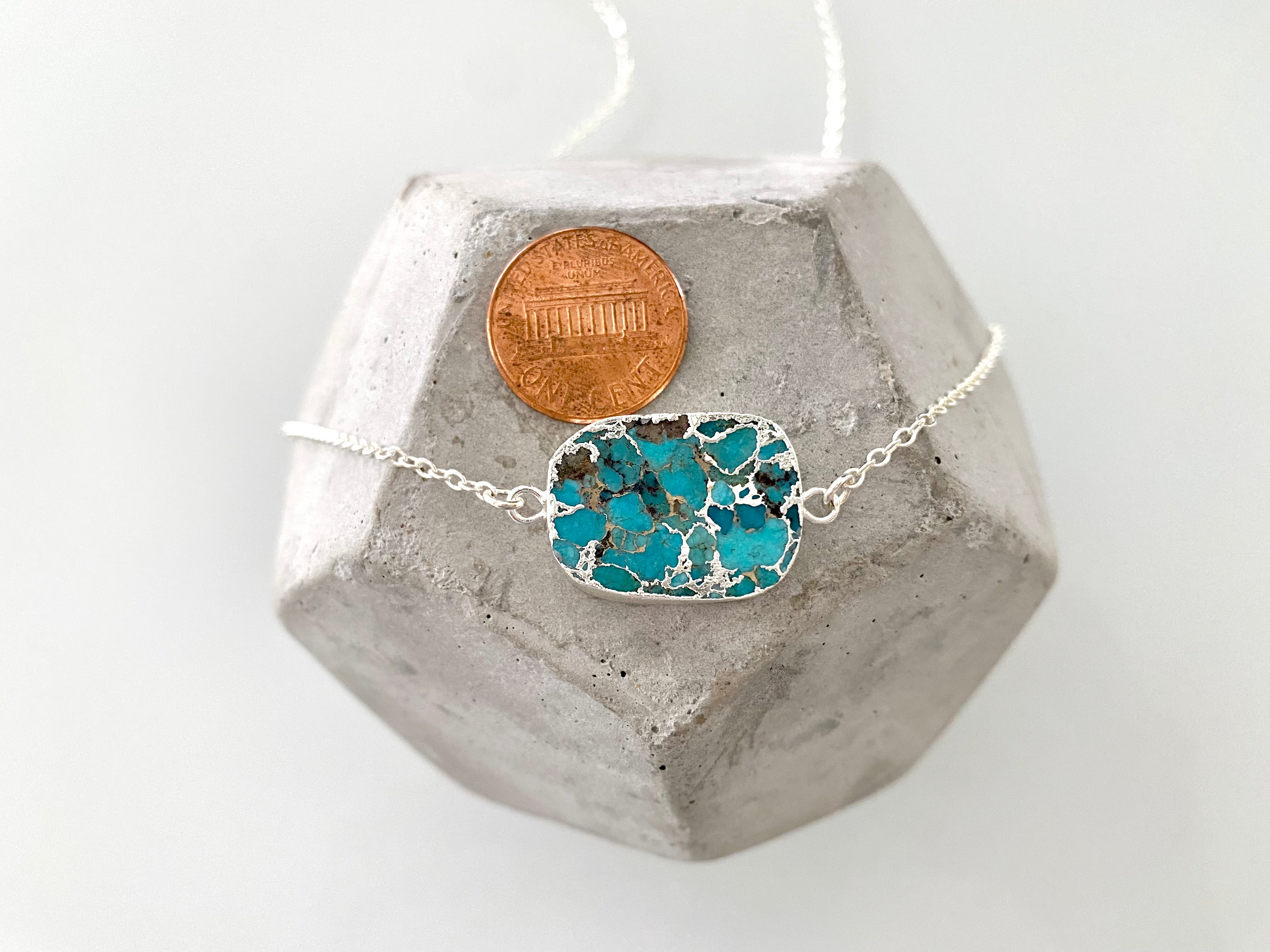 Mojave Turquoise Pendant Necklace - Sterling Silver - December Birthstone