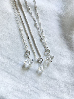 Dainty Sterling Silver Herkimer Charm Necklace