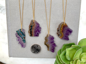 Genuine Raw Amethyst Slice Necklace - Gold Filled