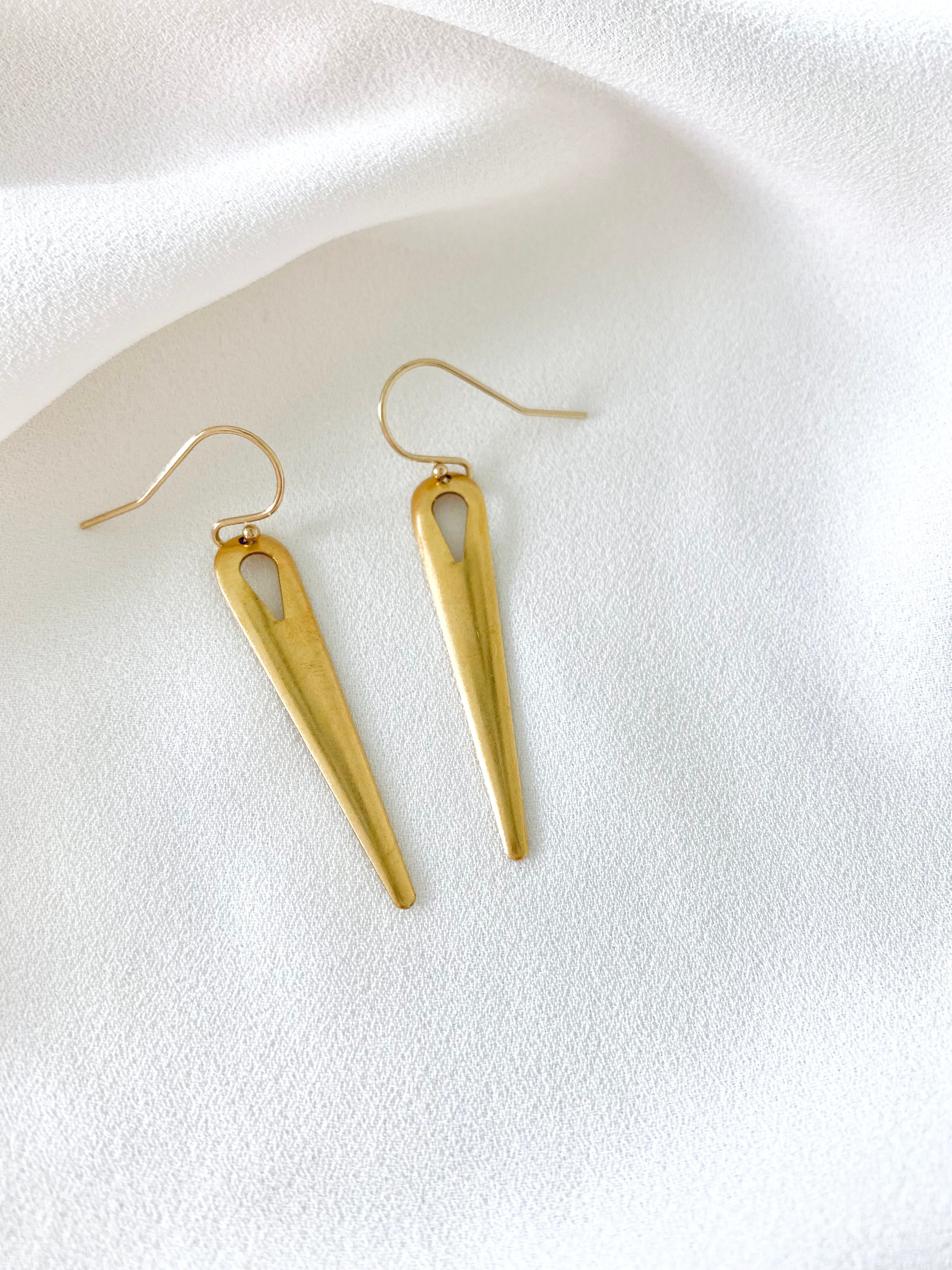 Gold Dangle Drop Earrings - Gold Filled Hooks - Festival Jewelry - Feather Weight