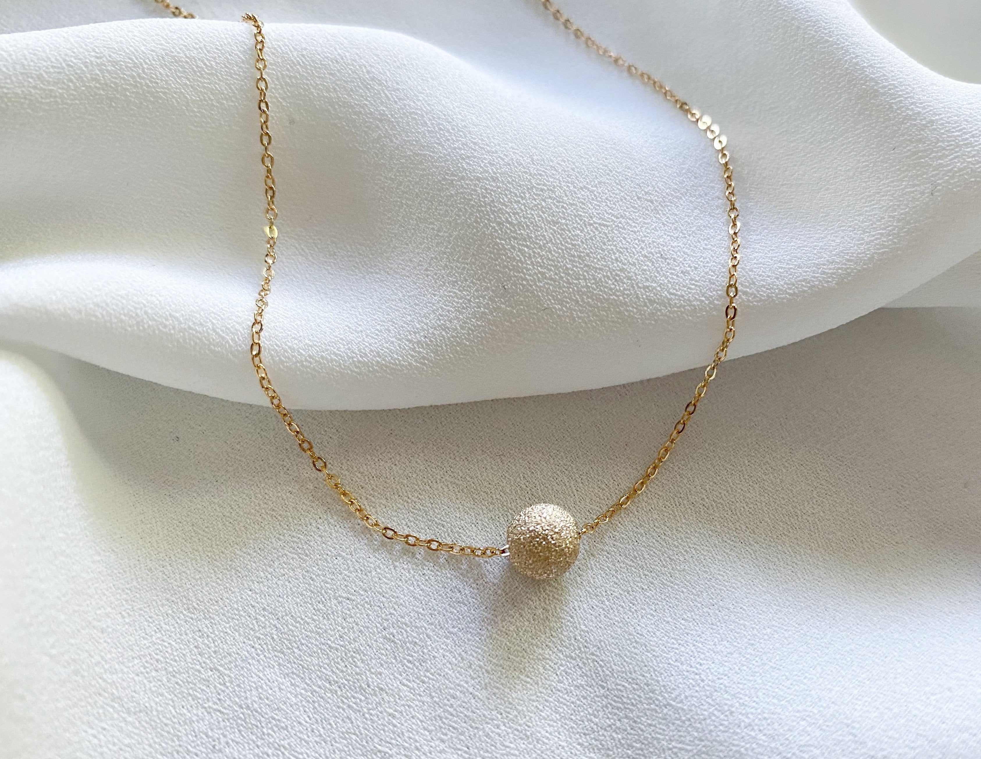 Gold Filled Floating Stardust Ball Pendant Necklace