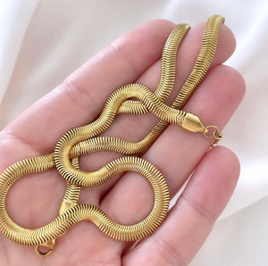 Gold Filled Herringbone Snake Chain Necklace - Retro Style - Vintage Inspired