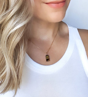 Tiger's Eye Pendant Necklace - Gold Filled Chain