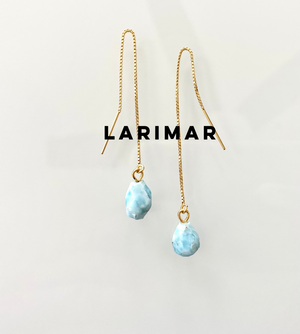 Gold Filled Larimar Gemstone Threader Earrings