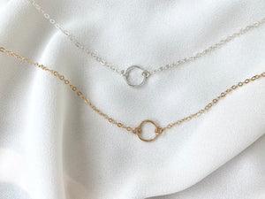 Dainty Circle Pendant Necklace - Sterling Silver or Gold Filled -