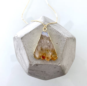 Raw Citrine Triangle Mountain Necklace - November Birthstone Jewelry