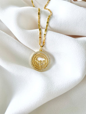 Gold Filled Angel Medallion Necklace - Peace Dove Pendant