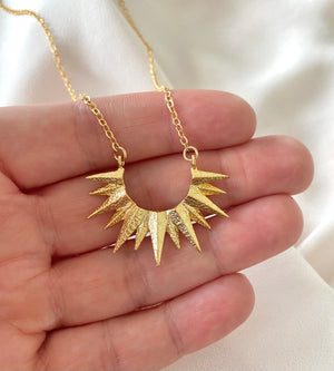 Gold Crescent Sun Necklace