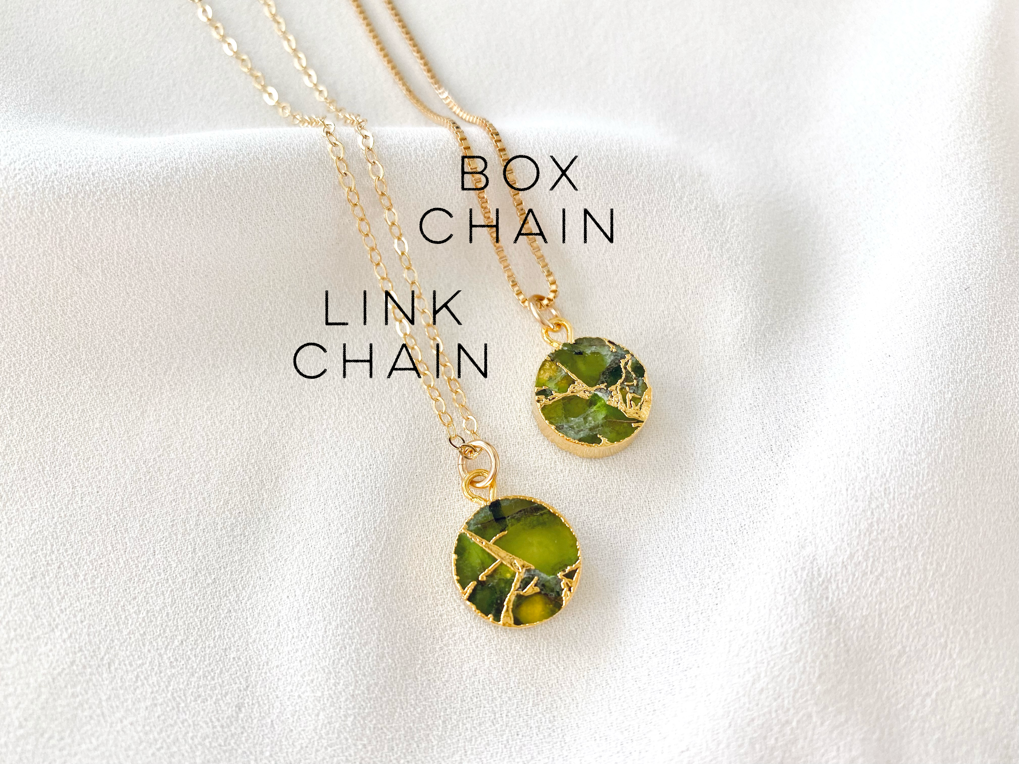 Peridot Coin Shaped Gemstone Necklace - Gold - August Birthstone