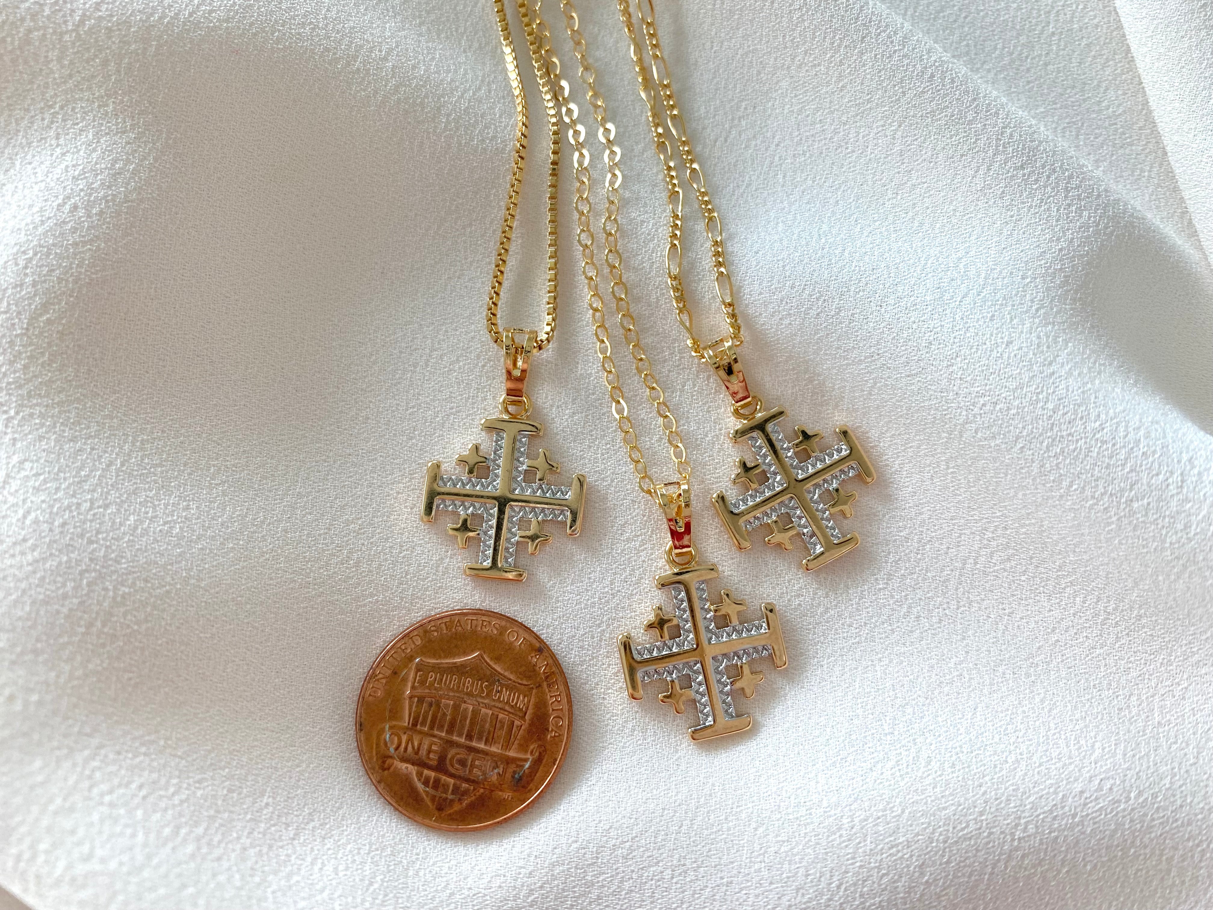 Gold Filled Layered Jerusalem Cross Necklace