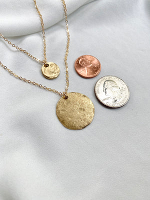 Eight Hammered Gold Disc Necklace