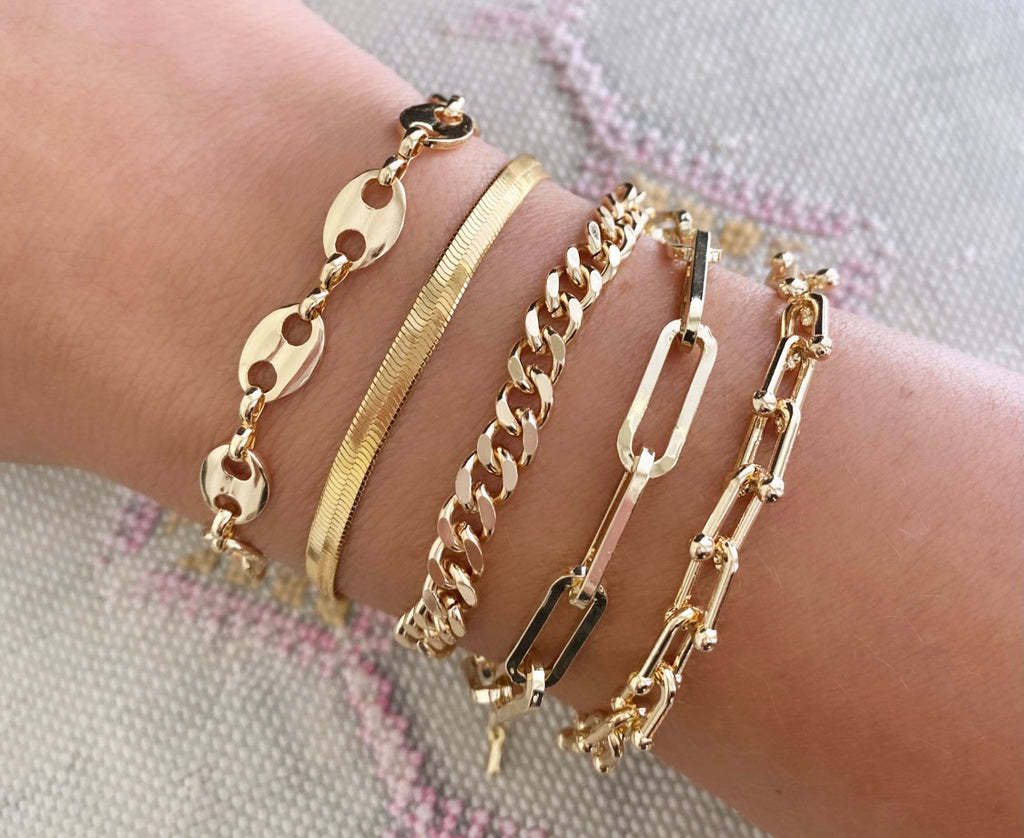 Choice of Gold Filled Bracelets - Herringbone - Curb - Paperclip - U Link - Mariner