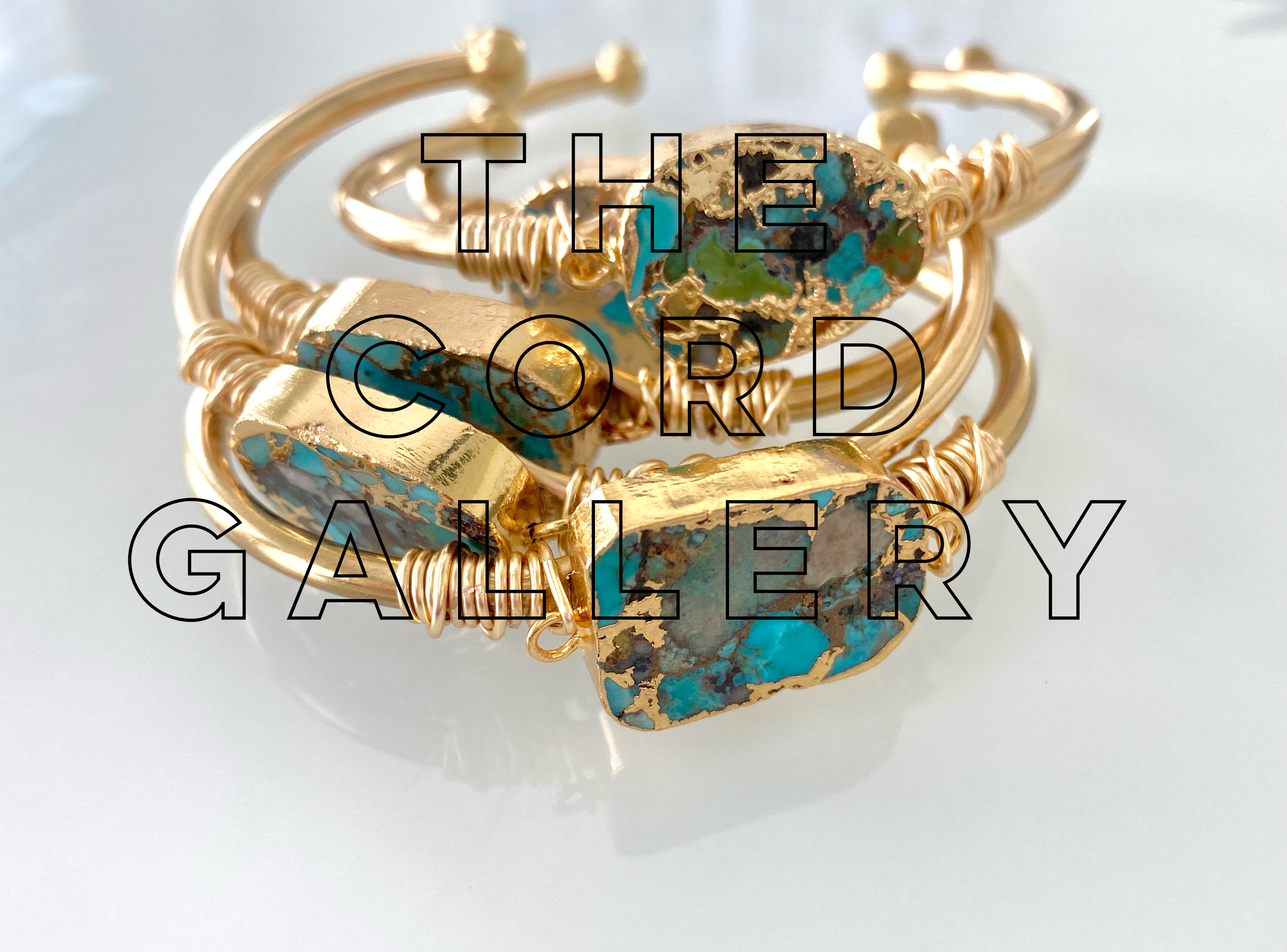 Genuine Mojave Turquoise Cuff Bracelet - Gold