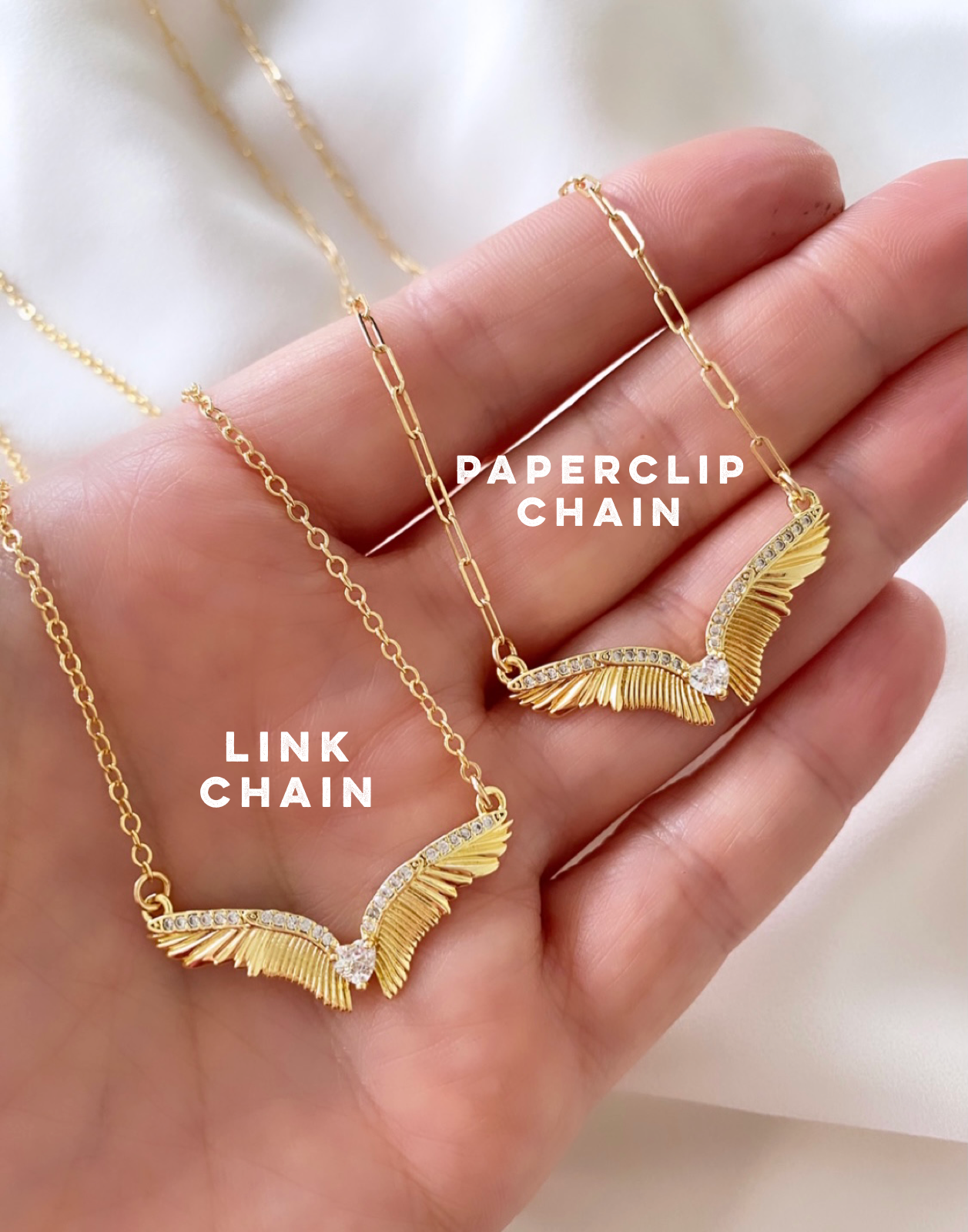 Gold Filled Angel Wings Necklace - Pave Necklace