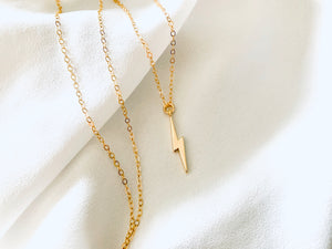 Dainty Gold Filled Lightning Bolt Charm Necklace