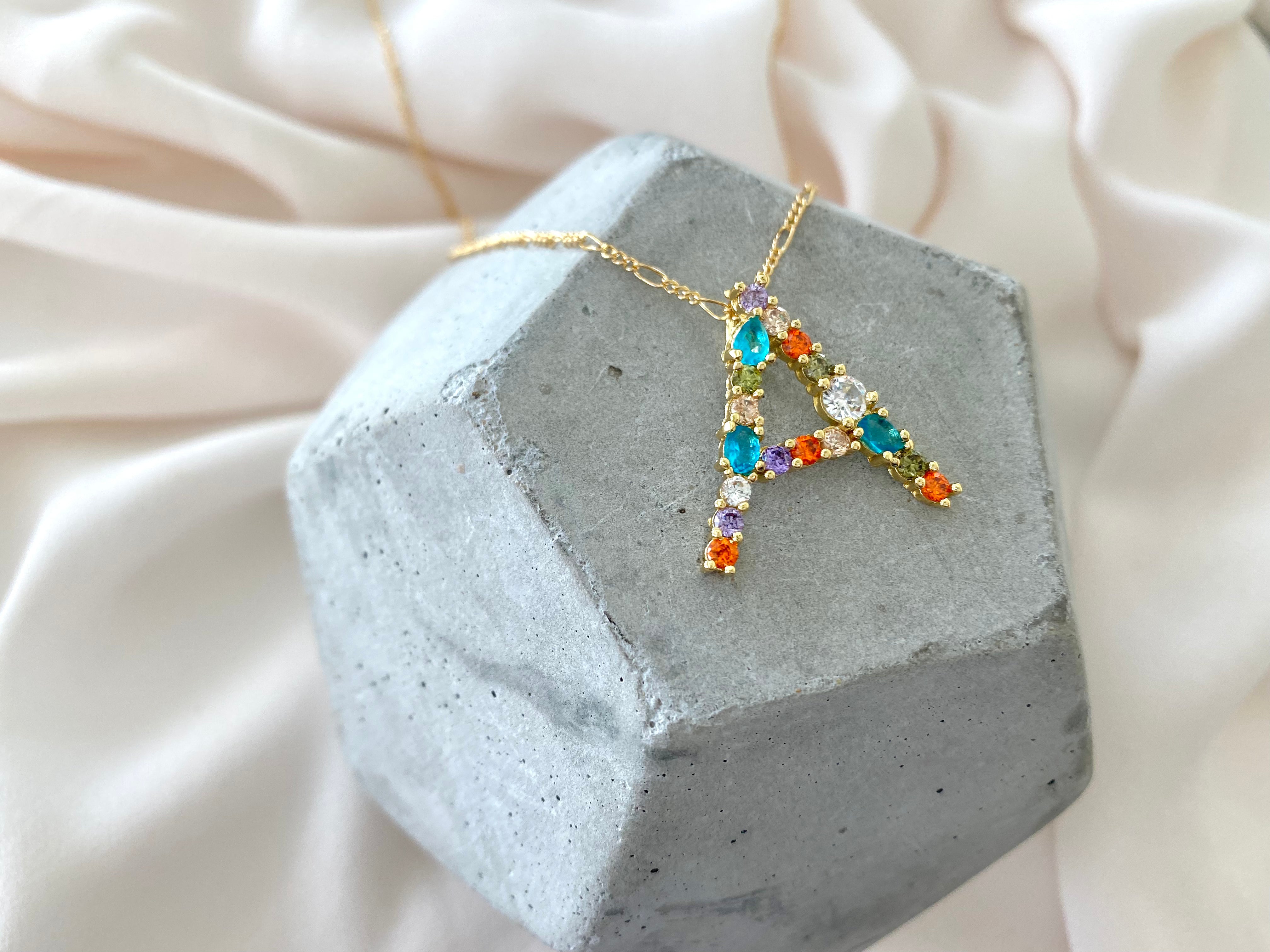 Rhinestone Letter Pendant Necklace {20-22 inch Lengths}