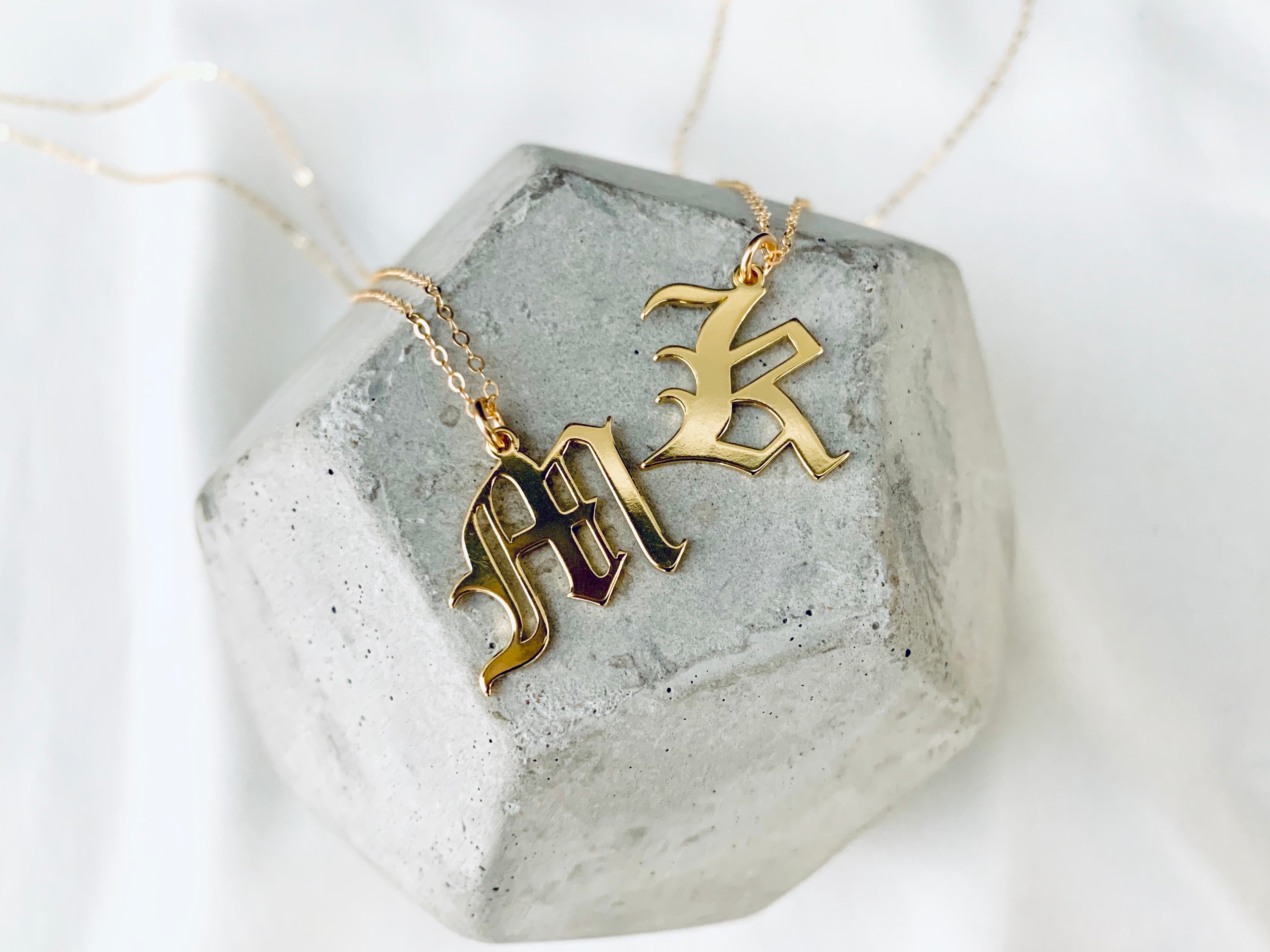 Buy SILVER Old English Letter Necklace New Mom Gift Initial Charm Necklace  Unisex Letter Pendant Necklace Birthday Gift for Her and Him Online in  India - Etsy