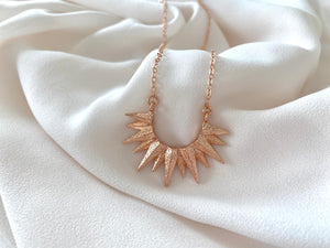 Rose Gold Crescent Sun Necklace