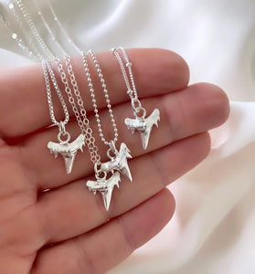 Dainty Sterling Silver Shark Tooth Pendant Necklace