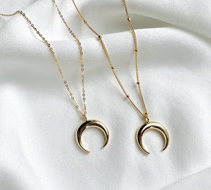 Gold Filled Crescent Moon Pendant Necklace